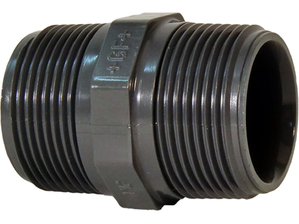 Schedule 80 PVCU Threaded Hex Nipple BSP Male Tapered 50mm from Reece