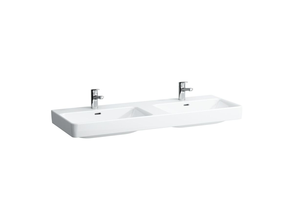 LAUFEN Pro S Double Wall Basin 2 Tap Hole with Overflow 1300x465 White