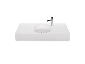 Omvivo Neo Solid Surface Wall Basin Centre Bowl 1 Taphole 1000mm White