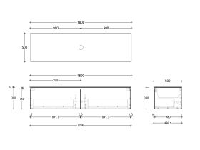 Posh Domaine and Domaine Plus 1800mm Wall Hung Vanity Unit All-Drawer Single Bowl Durasein Top (No Basin)