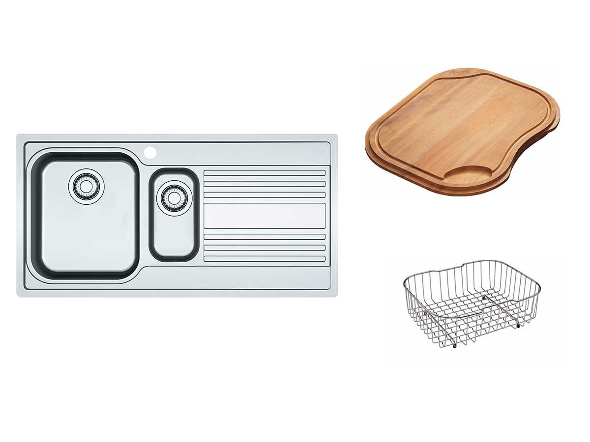 Franke Rapid RPX651 1 1/3 Bowl Inset Sink Pack Left Hand Bowl Right Hand Drainer Stainless Steel