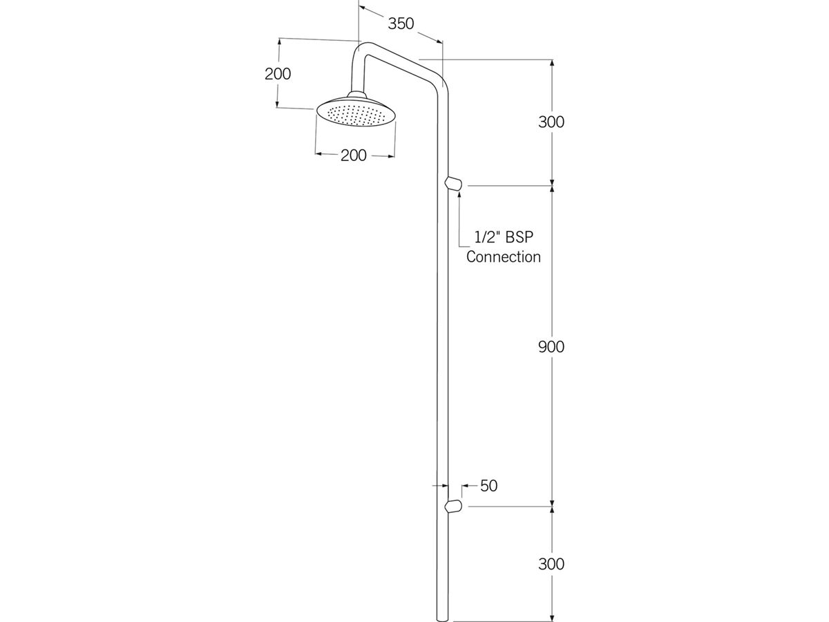 Sussex Monsoon Column Shower M500 Hot/Cold Stainless Steel (3 Star)