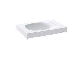 Kado Lussi 700mm Left Hand Basin with Overflow No Taphole Matte White Solid Surface