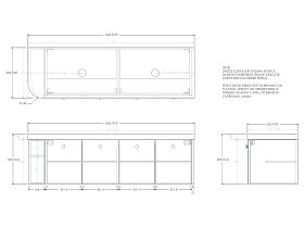 Technical Drawing - Kado Era 50mm Durasein Statement Top Single Curve All Door 1650mm Wall Hung Vanity with Double Basin