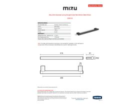 Specification Sheet - Mizu Drift Assisted Living Straight Grab Rail 450mm Matte Black