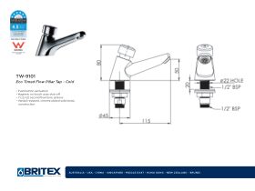 Technical Guide - Britex Hob Mount Eco Timed Flow Tap Cold