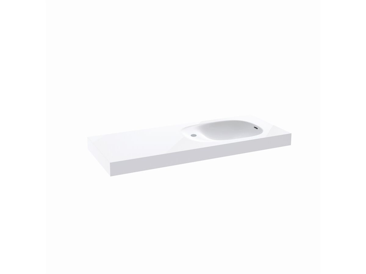 Kado Lussi 1200mm Right Hand Wall Basin with Overflow 1 Taphole Matte White Solid Surface