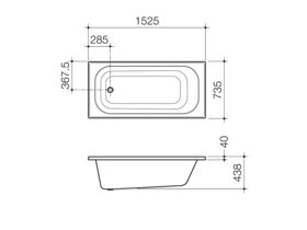 Luna Four Tile Flange Bath 1525 White