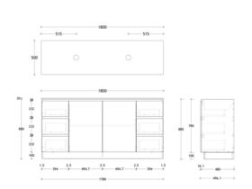 Posh Domaine Plus Conventional 1800 Double Bowl Floor Mount Vanity Unit Caesarstone Top