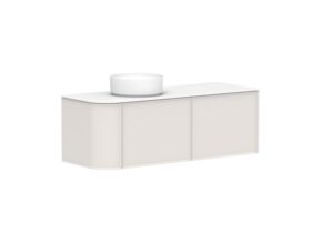 Kado Era 12mm Durasein Top Single Curve All Drawer 1350mm Wall Hung Vanity with Left Hand Basin