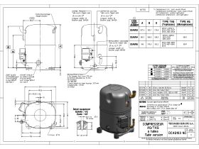 Technical Drawing - Tecumseh Compressor 3.75hp R22 MHBP TAG5546E TUBE