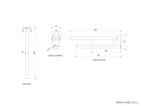 Leo Drop Down Grab Rail Stainless Steel 610mm Black