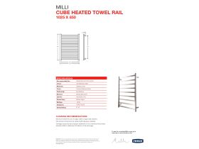 Technical Guide - Milli Cube Heated Towel Rail 1025 x 850 x 120mm Polished Stainless Steel