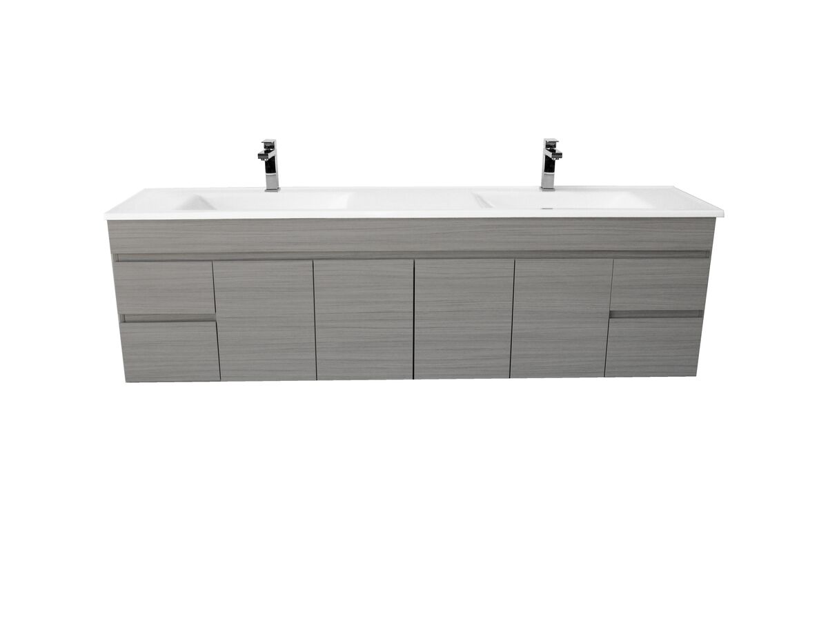 Espire 1800mm Wall Hung Vanity Unit Double Bowl 4 Door 4 Drawers Wave