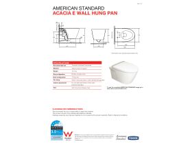 Technical Guide - American Standard Acacia E Wall Hung Pan with Soft Close Quick Release Seat White and Chrome strip (4 Star)