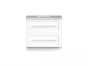 Kado Lux 900mm Vanity Unit with Kick Caesarstone Centre Bowl 2 Drawers (No Basin)