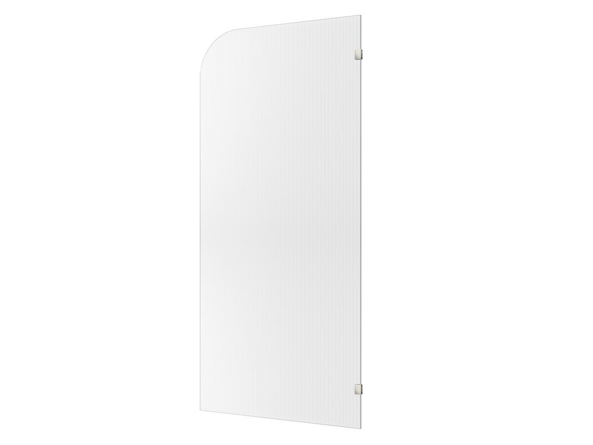 Hero - Kado Lux Frameless Curved Right Fluted Panel with Wall Clips 1000mm Brushed Nickel