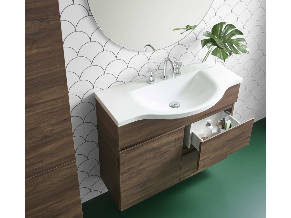 Posh Domaine 900mm Wall Hung Vanity Unit SemiRecessed Centre Bowl Cast