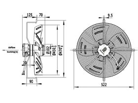 Tecumseh 450mm 1Ph Fan Motor Assembly 7552506