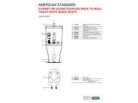 Spare Parts - American Standard Cygnet Overheight Close Coupled Back to Wall Bottom Inlet Toilet Suite with a Soft Close Quick Release White Seat (4 Star)