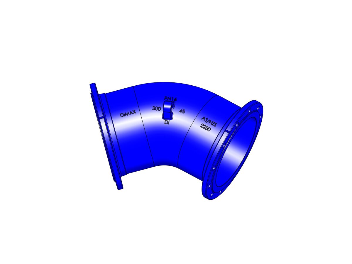 Dimax Ductile Iron Bend (Flange x Flange) PN16 B5 300mm x 45 Degrees