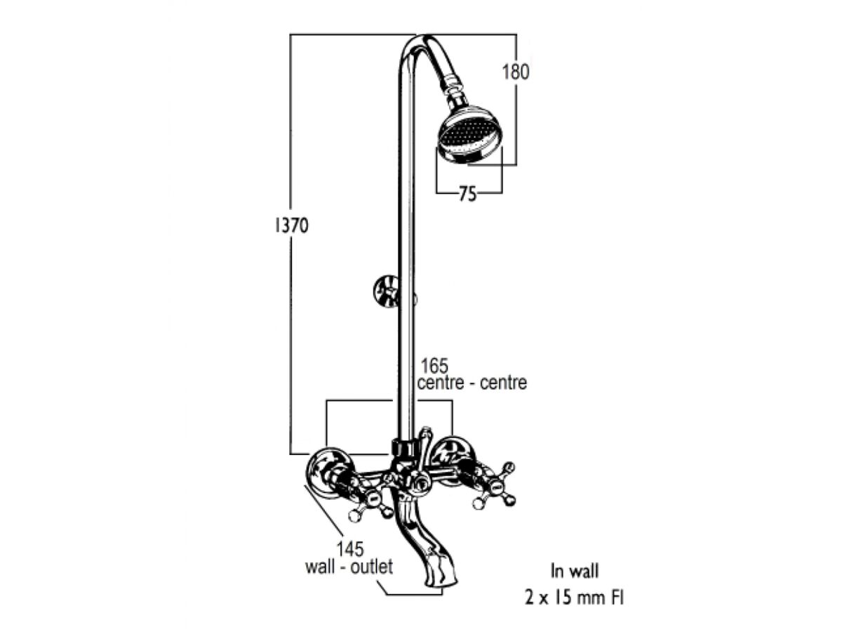 Gooseneck Riser System Roulette Cast Bath/Shower Diverter Gooseneck Riser Chrome (3 Star) from ...