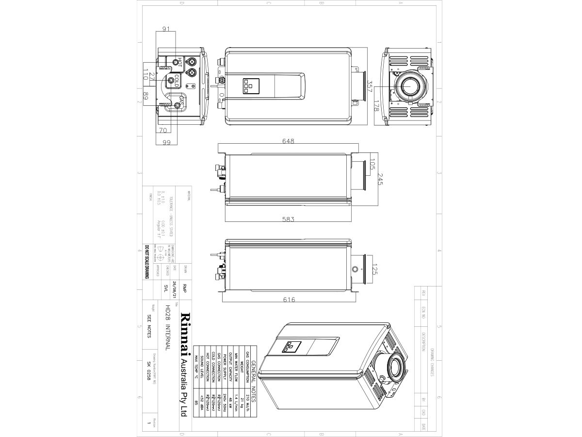 Rinnai Commercial Continuous Flow HD28 Internal