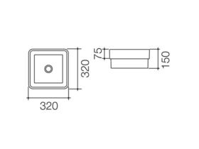 Caroma Cube Vanity Basin 320mm 0 Taphole White
