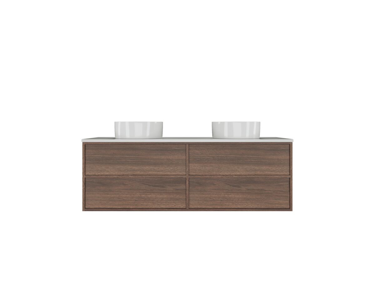 Kado Aspect Wall Hung Vanity Unit 1500mm Double Bowl 4 Drawer Corian 20mm Top