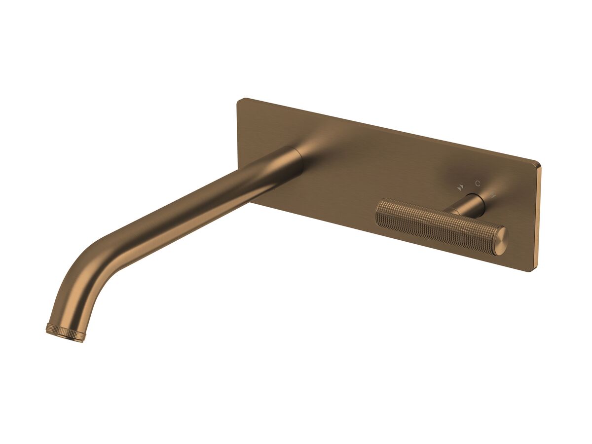 Hero - Milli Etch Progressive Wall Basin / Bath Mixer Tap Set with Square Backplate Brushed Bronze