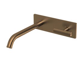 Hero - Milli Etch Progressive Wall Basin / Bath Mixer Tap Set with Square Backplate Brushed Bronze