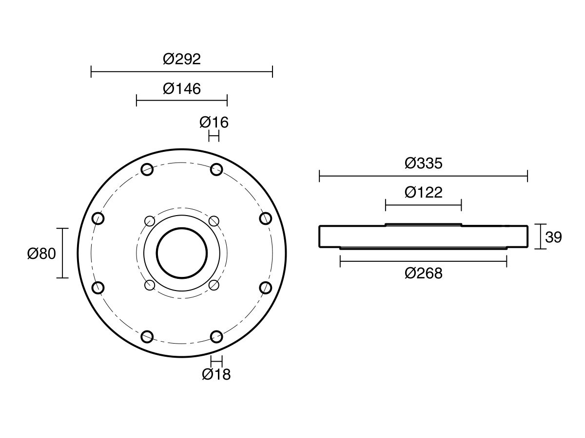 Dimax Mild Steel Offtake Flange PN16 B7 200mm x 80mm