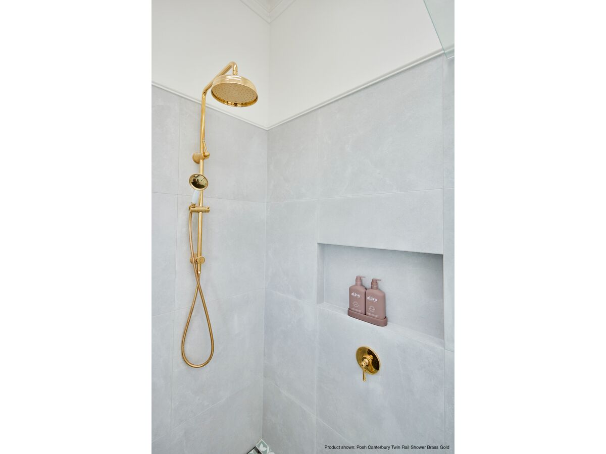 Posh Canterbury Single Rail Shower with Wall Water Inlet Chrome (3 Star) from Reece