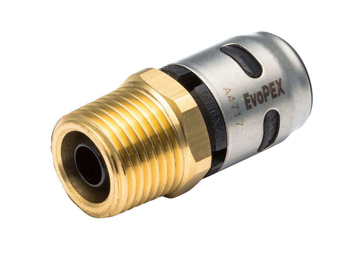 EvoPex Straight Connector Male 16mm x 1/2" BSP"