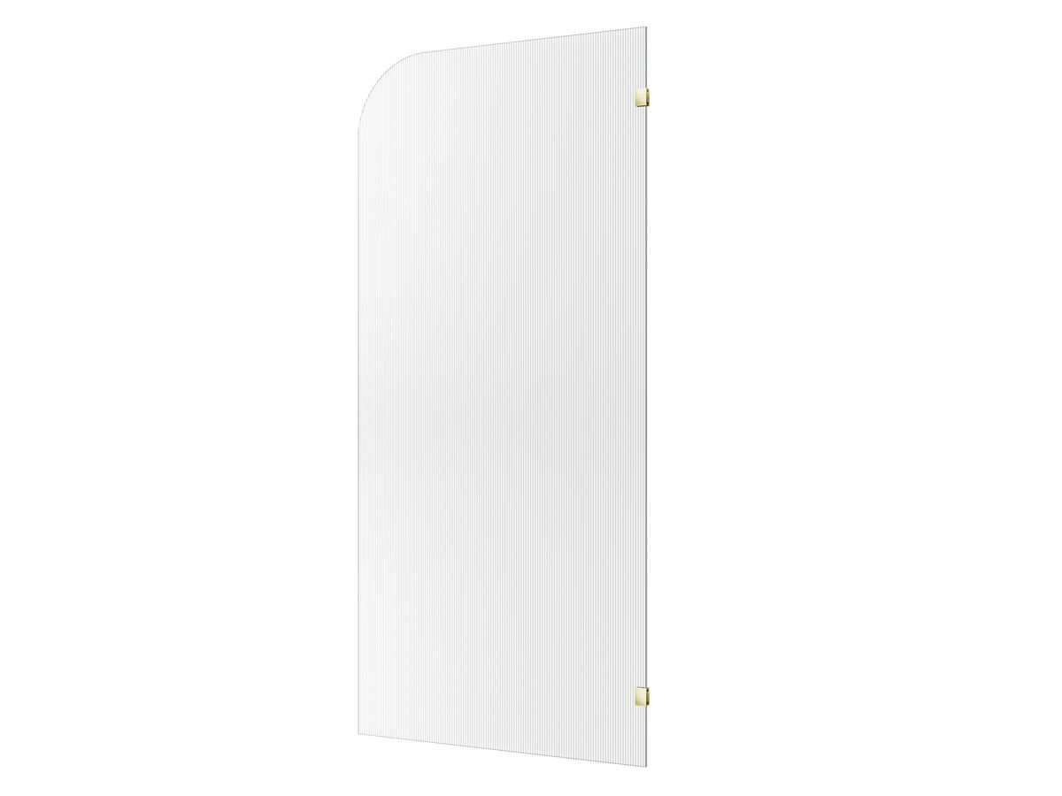 Hero - Kado Lux Frameless Curved Right Fluted Panel with Wall Clips 1000mm Brushed Brass