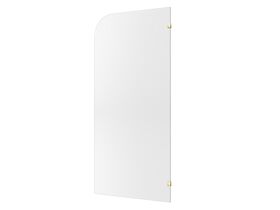 Hero - Kado Lux Frameless Curved Right Fluted Panel with Wall Clips 1000mm Brushed Brass