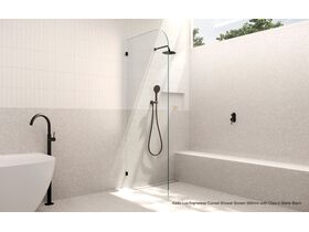 In Situ - Kado Lux Frameless Curved Shower Screen 900mm with Clips in Matte Black