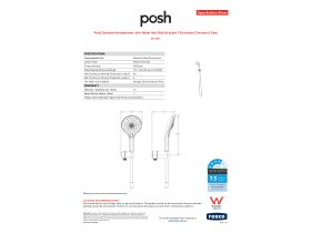 Specification Sheet - Posh Domaine Handshower with Water Inlet Wall Bracket 3 Functions Chrome (4 Star)