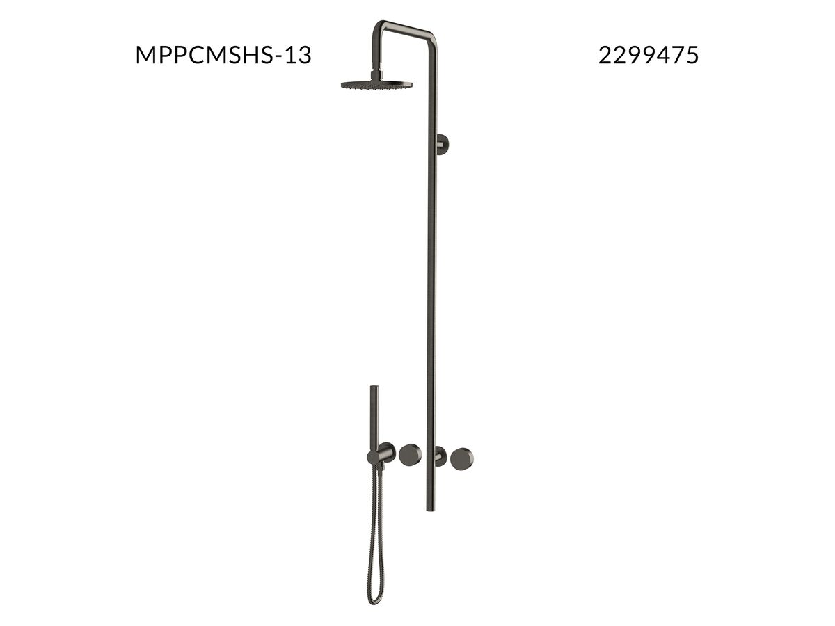 Milli Pure Progressive Shower Mixer Column System with Hand Shower Right Hand Brushed Gunmetal