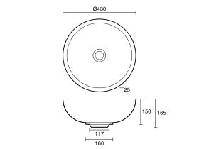 Technical_Drawing - Omvivo Villa Round Above Counter Basin 430mm
