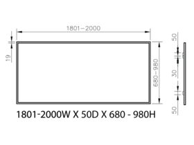ISSY Z8 Mirror Custom 1801mm-2000mm x 680mm-980mm with solid American Oak Border