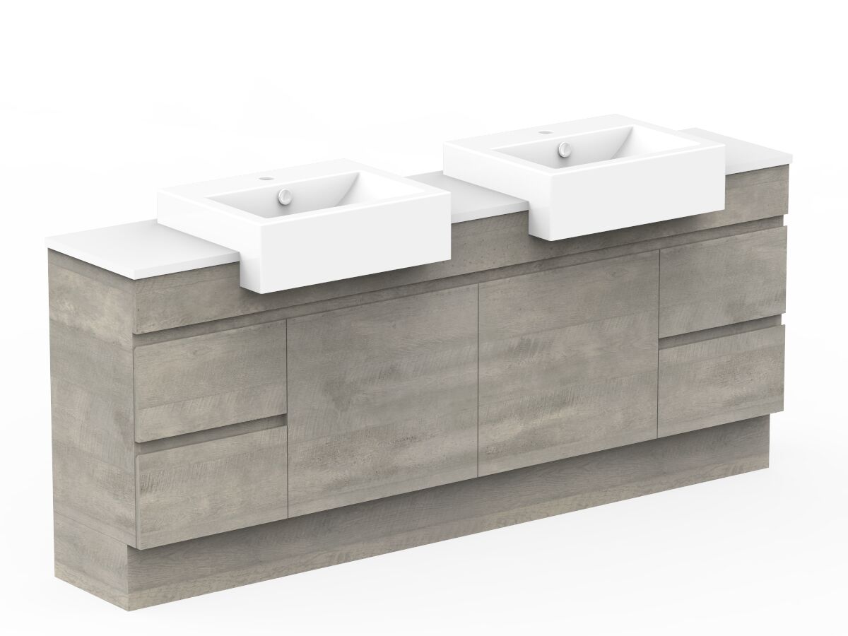 Posh Domaine 1800mm Floor Mount Vanity Unit SemiRecessed Double Bowl