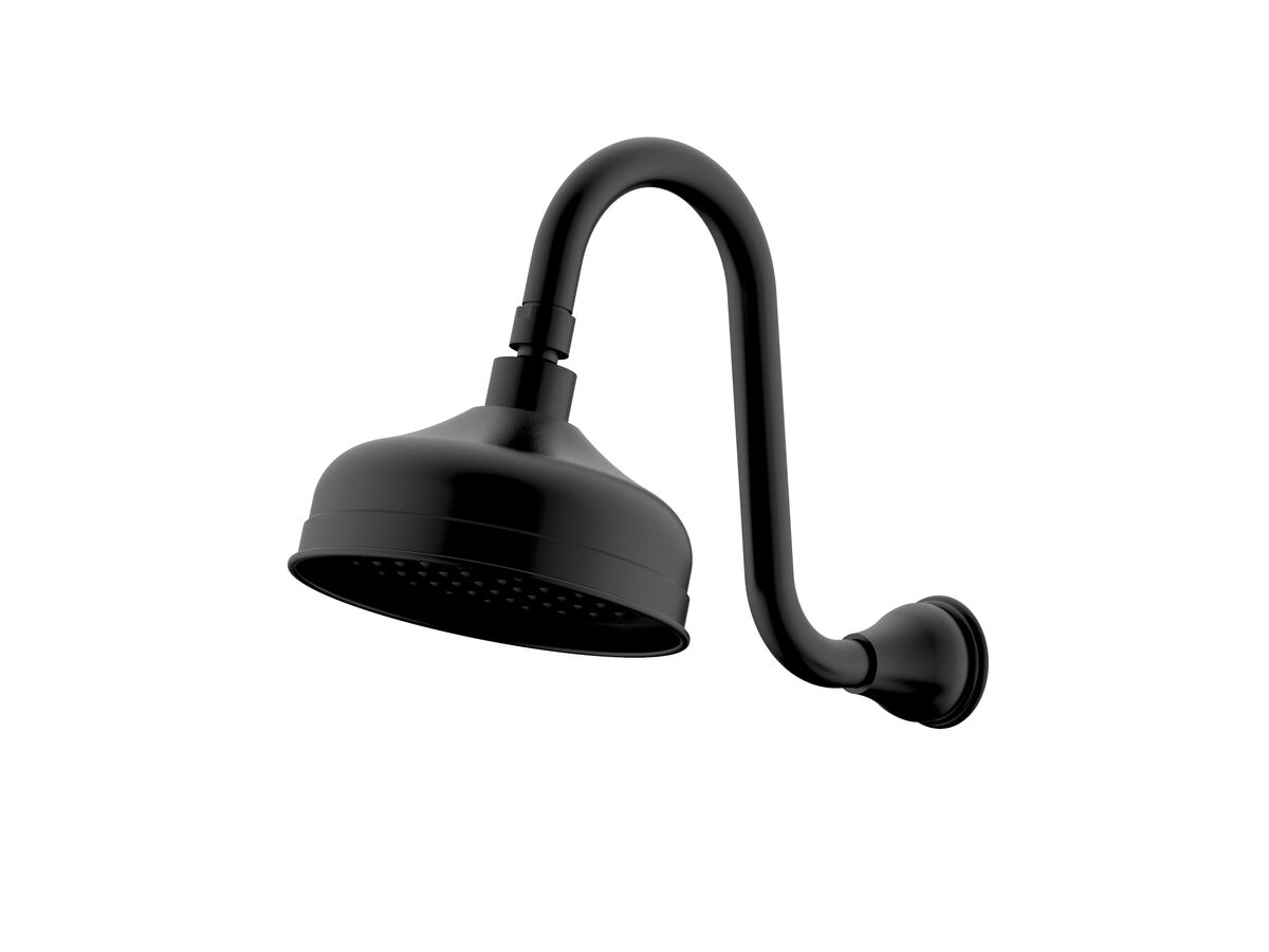 Milli Monument Edit Gooseneck Shower Arm & Rose Matte Black (3 Star