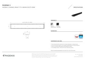 Specification Sheet - Phoenix V Tile Insert 75mm x 600mm Channel Drain 45mm Outlet Stainless Steel