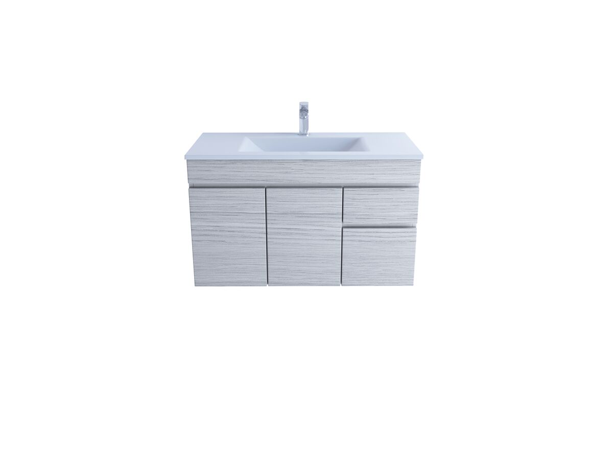 Espire 910mm Wall Hung Vanity Unit Single Bowl 2 Door 2 Drawers Wave Top