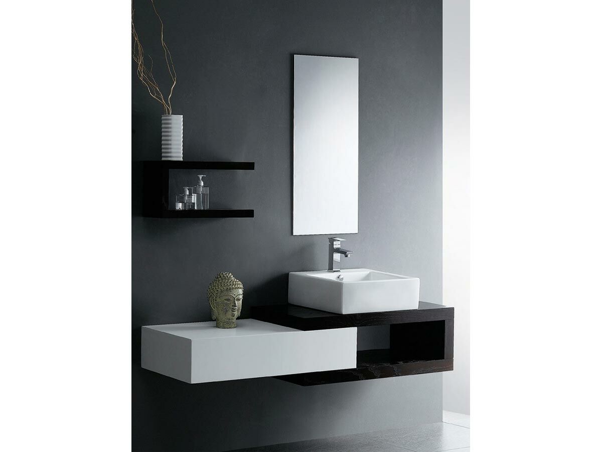 Mizu Bloc Wall Hung Vanity Unit No Basin 1500mm Black/ White