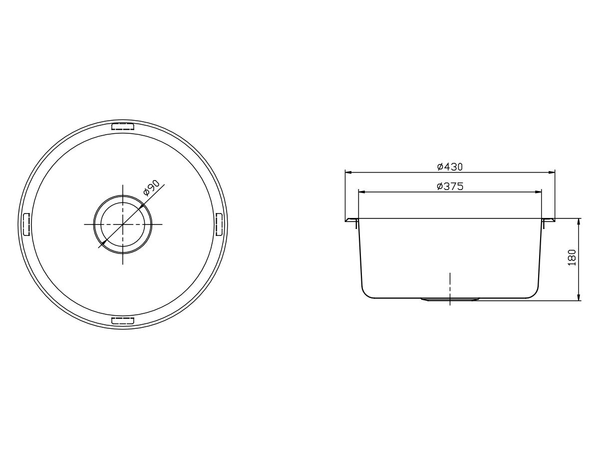 Mizu Round Inset/ Undermount Sink 430mm Stainless Steel