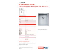 Franke Bow BXX210-36 Single Bowl Inset/Undermount/Flushmount Sink Pack ...