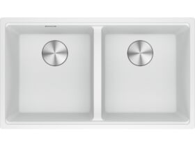 Franke City Fragranite Double Bowl 360mm Bowl + 360mm Bowl Undermount Sink Pack includes Chopping Board and Rollamat Polar White