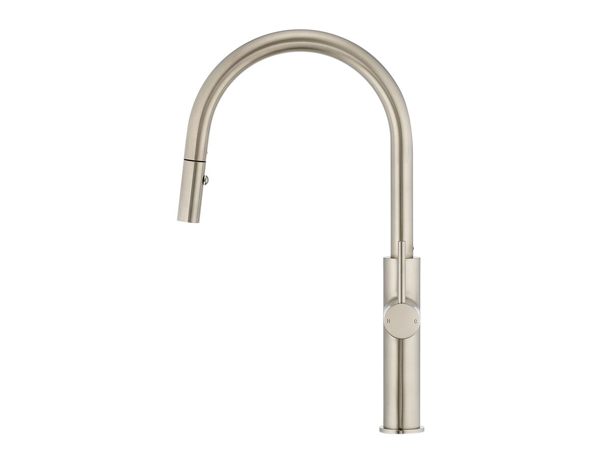 Mizu Drift Pull Out Gooseneck Sink Mixer Curve 2 Function Brushed Nickel (5 Star)